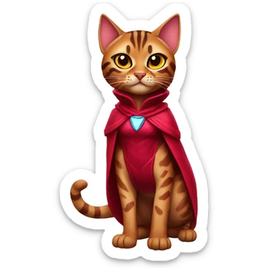 Bengal cat dressed like the scarlet witch sticker