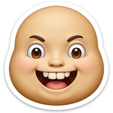 Fat emoji face with stupid look on its face, smiling with one front buck tooth. Not like one tooth missing but as if just one had grown instead of two sticker