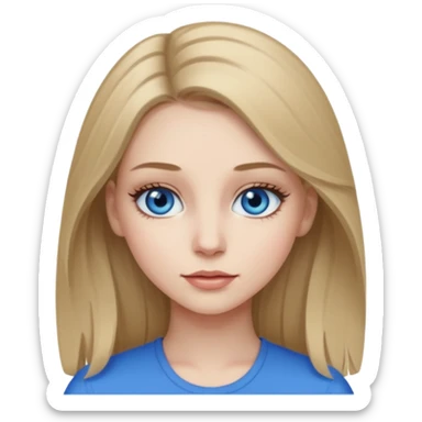 Girl with pale skin dark blonde hair and eye lashes sticker