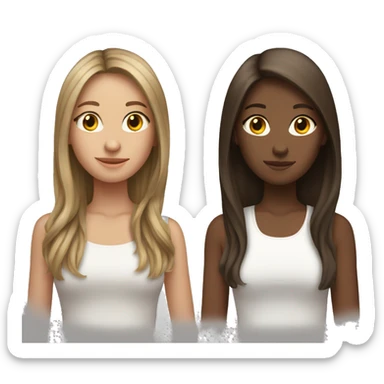 Two female Teenager best Friends with Brown hairs one has shoulder length hair and the other Long hair sticker