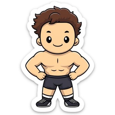 shirtless male athlete with white skin and wavy brown hair sticker