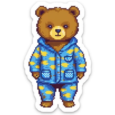 bear in blue pajamas standing sticker