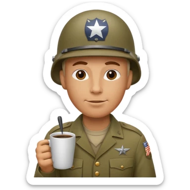 Une Tassae de cafe soldat americain ww2 anthropomorphe  sticker