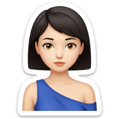 A girl with a short dark hair wearing a up shoulder top sticker
