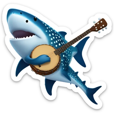 whale shark playing a banjo sticker