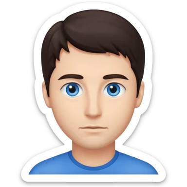 homme yeux bleu azur cheveux brun foncé sticker