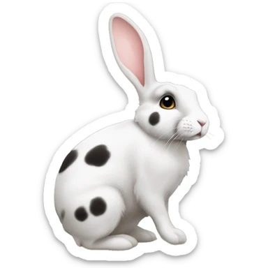 Lop eared spotty Rabbit sat on the moon sticker
