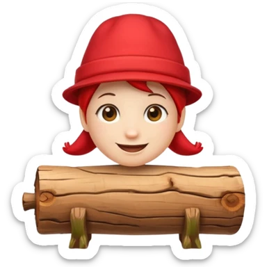 create a small, clean and expressive emoji in the style of Discord emojis, featuring the Catalan ‘Cagatió’ (Tió de Nadal). The emoji should show a cute wooden log with a friendly smiling face, wearing the traditional red ‘barretina’ hat, with small simple legs sticker
