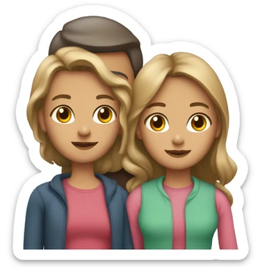 Family of 5 including 2 daughters and a son with mom and dad sticker