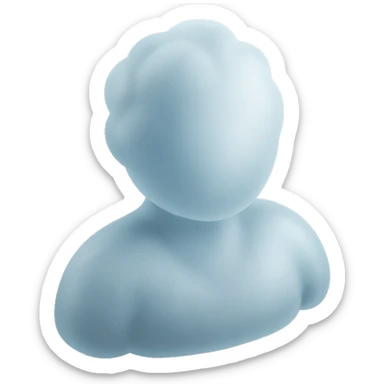 figure of a person made of bright convex clouds, shoulder up, front view, matte glass style sticker