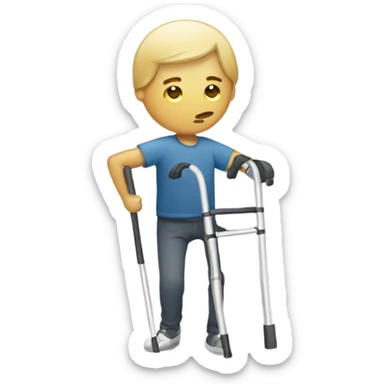 Person injured with crutches sticker