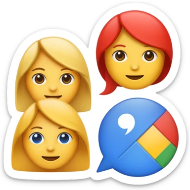 emoji of the Wokki Chat logo, and Google logo, and Microsoft logo sticker