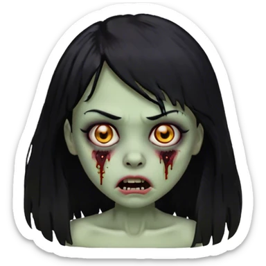 garota zumbi feia cabelo preto comprido com franja grande sticker