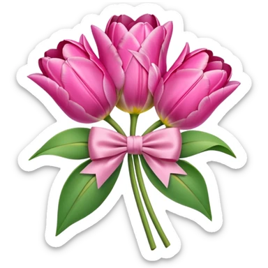 Pink tulips with a bow sticker