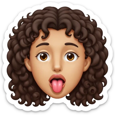 A person who had dark brown curly hair and brown eyes and has tounges stick out sticker