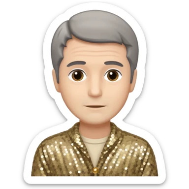 Jeremy Slate, Actor (1926-2006) with gray-brown hair, beige sequin outfit sticker