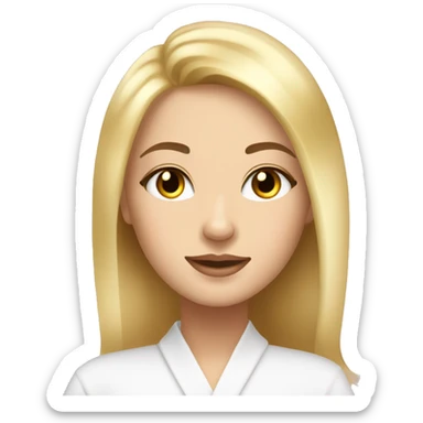 Create a girl with blonde beautiful hair and hazel eyes doing skincare and spa sticker