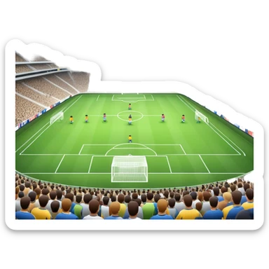 An icon showing a soccer stadium filled with close-up players in action, inspired by EA Sports FC 25. The design features players on the field, with the stadium lights shining brightly and a lively crowd in the stands. Transparent background highlights the energy and excitement of the match. sticker