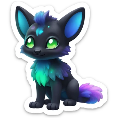 Cute cool black nebula fading green blue purple pink gradient animal hybrid Fakemon full body sticker