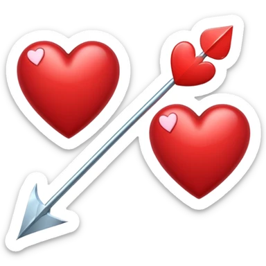 2 red hearts pierced by Cupid's arrow sticker
