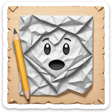 A crumpled page and pencil  sticker