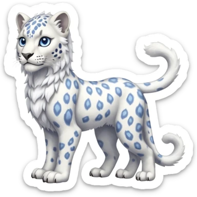 Albino white-furred Snow-Leopard-Gryphon-griffin-chimera-hybrid, full body sticker