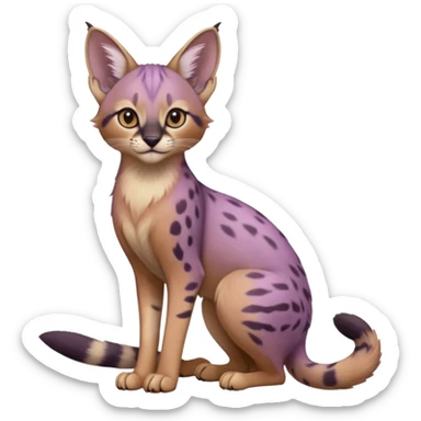 Realistic wild real life cute cool beautiful gorgeous floral pastel-lilac-violet-lavender caracal-serval-civet-genet-hybrid-animal-Fakémon-fursona photo IRL outside (full body) sticker