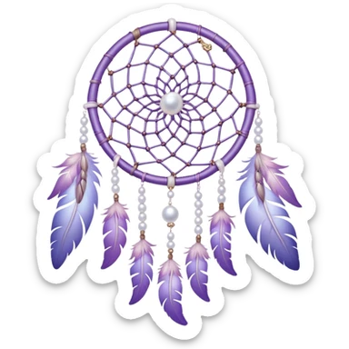 Iridescent Pastel Violet lavender dreamcatcher, white bead pearls  sticker