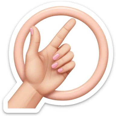 hand gesture with thumb above index finger forming a circle, middle finger and ring finger intertwined, pinky finger slightly spaced out sticker