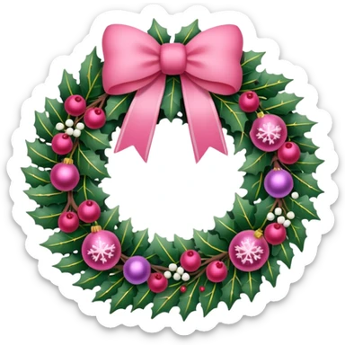 Christmas wreath pink sticker