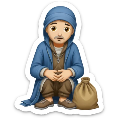 beggar who is also a homeless person poor with damaged clothing sticker