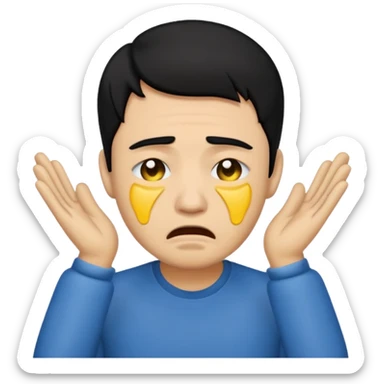 lightskin man with black hair emoji crying sticker