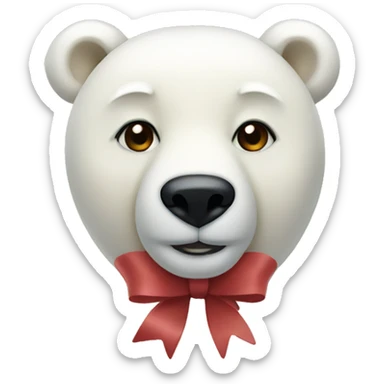 Create a polar bear with a cream bow sticker