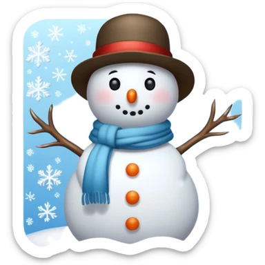 Cute snowman full body with snow sticker
