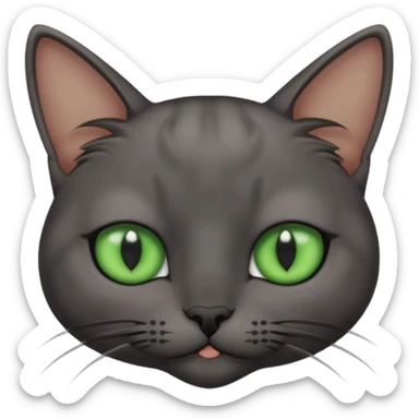 Skinny dark grey cat green eyes is closing one eye sticker