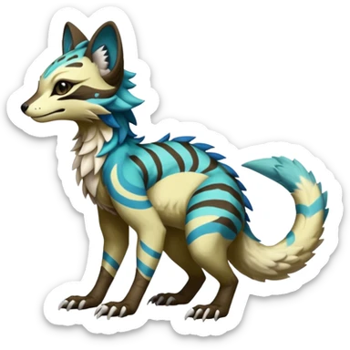 Rare realistic exotic cute epic pretty beautiful handsome gorgeous aesthetic colorful vibrant Vernid-Protogen-Primagen-Wickerbeast-Sergal-Genet-species-Fakemon-hybrid-creature by LiLaiRa, beautiful intricate markings, full body sticker