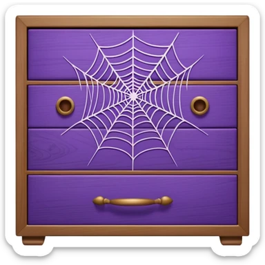purple spider webs on an open drawer sticker