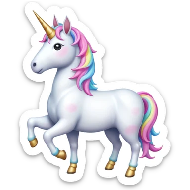 Create a single emoji of a Unicorn in full body, shown at a slight side angle in a natural, characteristic pose with a horn. Cute and stylized like an emoji, but clearly recognizable. No background.
 sticker