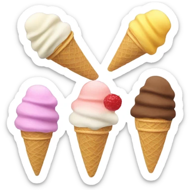 A scoop ac ice cream with a flake dancing sticker