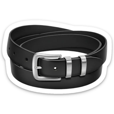 Black leather belt with silver belt buckle sticker