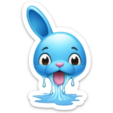 Bunny leaking water forming a puddle sticker