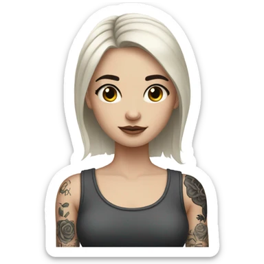Pale girl with black hair arm tattoos sticker