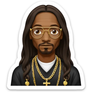 Snoop Dogg with dark brown long hair sticker