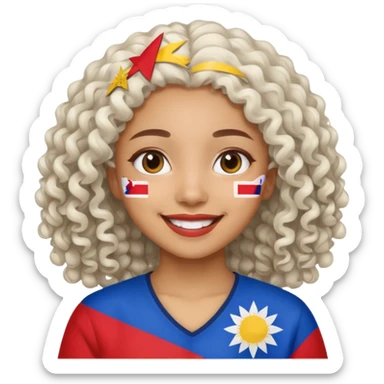 white curly hair brown girl pinoy flag sticker