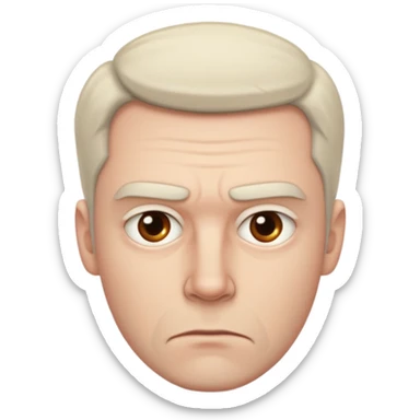 a white man with a suspicious look sticker