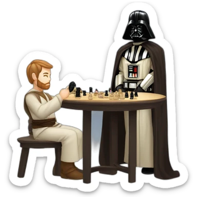 Obi-wan kenobi y dark vader jugando ajedrez sticker