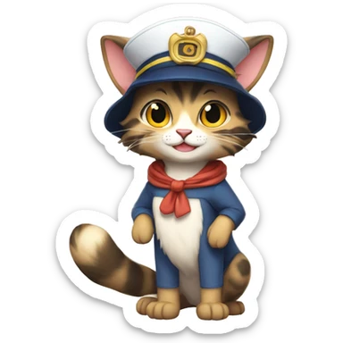 Anthro Fur-Sona feline-Fakémon with a sailor-hat-cap Full Body sticker