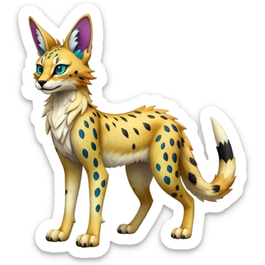 Epic Edgy Colorful ethereal eldritch Sergal-Serval-Vernid full body sticker