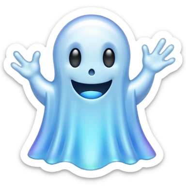 Holographic chrome happy cartoon ghost sticker