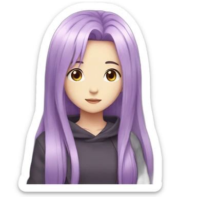 anime girl 12 years old with long purple hair sticker